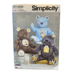 Simplicity R11696 Stuffed Bear Sewing Pattern One Size
